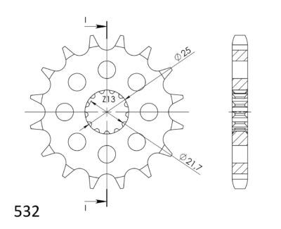 Pignon sortie de boite - Pas 532 - 15 dents - Acier - PC80015 Suzuki GSX-R 1100 532 K GV73A;GV73B;GV73C;GV73D;GV73E - Supersprox