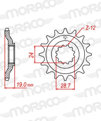 Pignon sortie de boite - Pas 530 - 16 dents - Acier - PE80516 - Supersprox