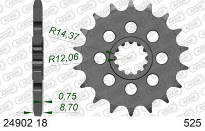 Pignon de sortie de boîte 24902-18 Kawasaki H2 Ninja ZXT00N - Supersprox