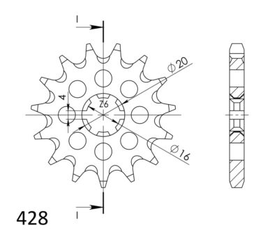 Pignon sortie de boite - Pas 428 - 13 dents - Acier - PI20013 Suzuki RM80 (19''/16'') K1 RD15C - Supersprox