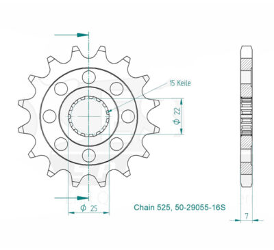 Pignon de sortie de boite 50-29055-16S - Supersprox