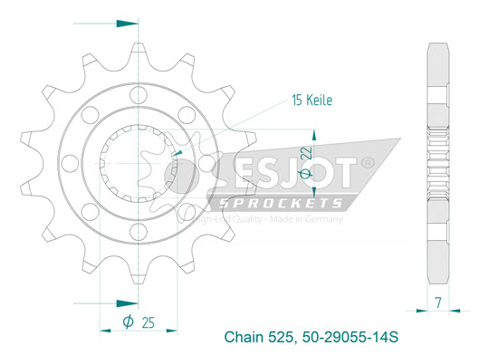 Pignon de sortie de boite CST-1802-14 # 50-29055-14S - Supersprox