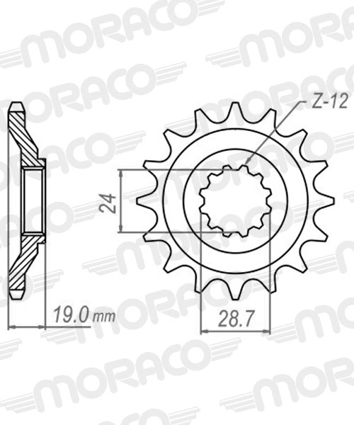 Pignon sortie de boîte Kawasaki ZX-10 Tomcat 1000 B1 ZXT00B Pas 530 - 17 dents - Acier - PE80517 - Supersprox