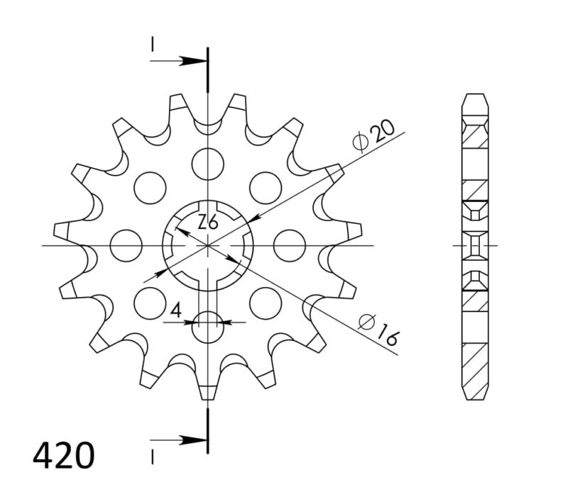 Pignon sortie de boîte  Pas 420 - 16 dents - Acier - PK10016 - Supersprox