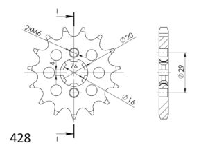 Pignon sortie de boîte Suzuki RG80, RV125, Yamaha DT125/DT175 (1978–2006) – Supersprox PL20115 – Acier Pas 428 15 dents