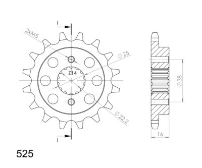 Pignon sortie de boite - Pas 525 - 15 dents - Acier - PN60815 Ducati 1000 Biposto C1 - Supersprox