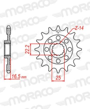Pignon sortie de boîte – Pas 525 – 14 dents – Acier Supersprox PN61614