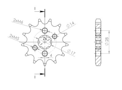 Pignon sortie de boite - Pas 428 - 14 dents - Acier - PP20214 Derbi Mulhacen 125 MS1A1A - Supersprox