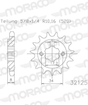 Pignon de sortie de boîte – Supersprox 50-32125-14 – Acier SCM45 – Haute performance