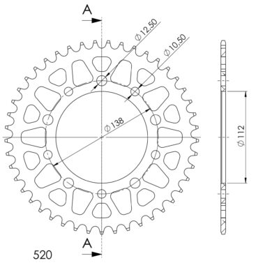 Couronne aluminium 44 dents Honda CBR1100 XX Blackbird, Super Blackbird 1 SC35 - Supersprox (AB509X44)