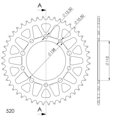 Couronne aluminium Pas 520 - 48 dents Yamaha YZF600 R6 530 RJ03 - Supersprox (AB50948)