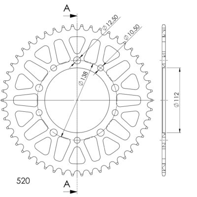 Couronne Alu RAL-1303:49-BLK # 51-32206-49 (49 dents) - Supersprox