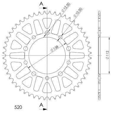 Couronne aluminium 52 dents - Supersprox (AB509X52)