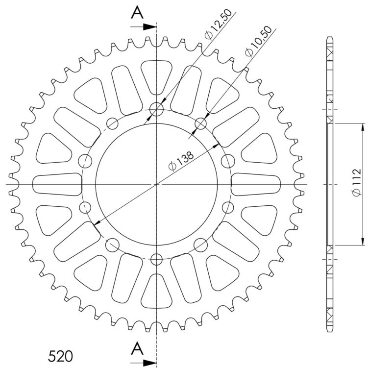 Couronne aluminium 52 dents KTM, Husqvarna, Honda – Supersprox AB509X52