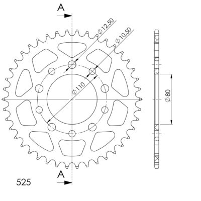 Couronne aluminium Pas 525 - 42 dents Triumph America 865 986MK - Supersprox (AB60842)