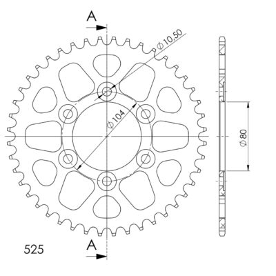 Couronne aluminium 44 dents Kawasaki Z900 - Supersprox (AH610X44)