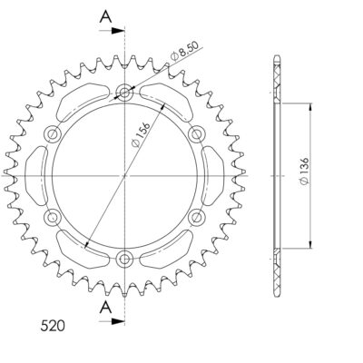 Couronne Alu - RAL_1512_42_BLK (42 dents) Gas Gas SM400 FSE - Supersprox