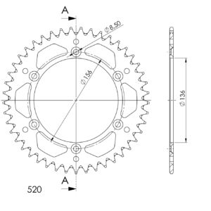 Couronne aluminium 45 dents Pas 520 Husqvarna SM610 / SMR450 / TE610 (1997-2012) – Supersprox AF20645