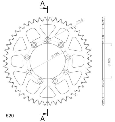 Couronne Alu - RAL-151_50_BLK (50 dents) TM Cross 400 - Supersprox