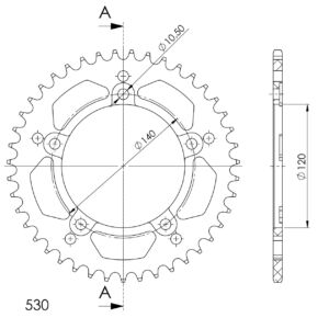 Couronne aluminium 530 43 dents Suzuki B-King 1300 / GSX-R 1300 / GSF1250 (2007-2023) – Supersprox AT60343