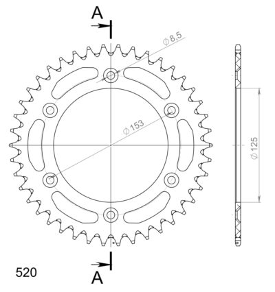 Couronne aluminium 42 dents - Supersprox (AB212X42)