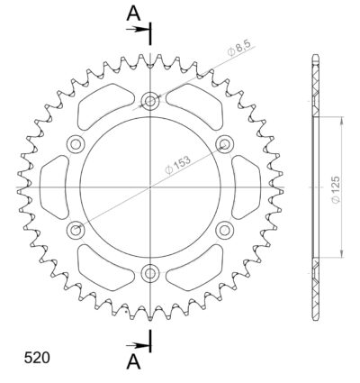 Couronne aluminium Pas 520 - 45 dents Honda XR400 R 1 NE03 - Supersprox (AB212X45)