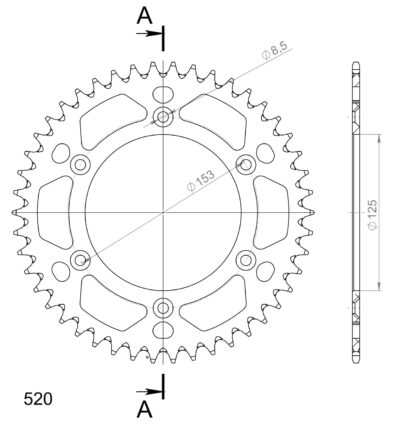 Couronne aluminium 46 dents - Supersprox (AB212X46)