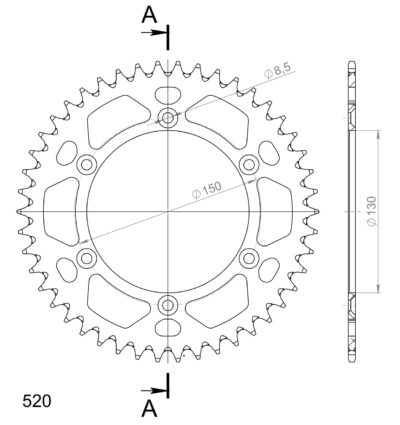 Couronne aluminium 46 dents - Supersprox (AD323X46)