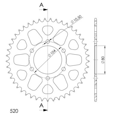 Couronne aluminium 45 dents Kawasaki ZXR400 L1 ZX400L - Supersprox (AH403X45)