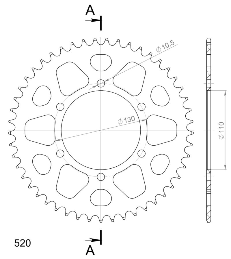 Couronne aluminium 49 dents – KTM Husqvarna Honda – Supersprox AD812X49