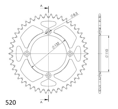 Couronne aluminium 46 dents KTM Freeride - Supersprox (AP30746)