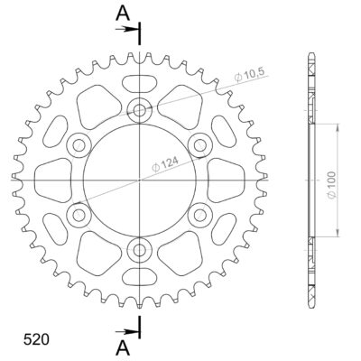 Couronne aluminium Pas 520 - 43 dents Ducati 400 SS 400J - Supersprox (AM60243)