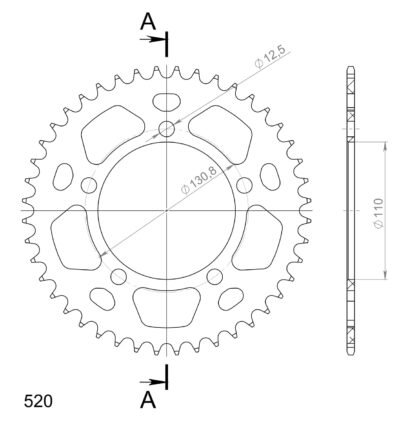 Couronne aluminium 44 dents BMW S1000 RR K46 - Supersprox (AJ701X44)