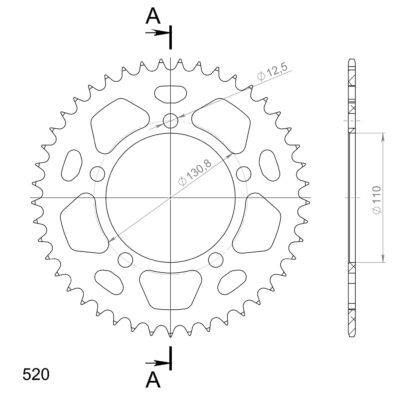 Couronne aluminium 45 dents BMW S1000 R K47 - Supersprox (AJ701X45)