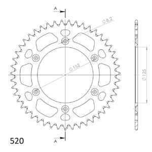 Couronne aluminium 47 dents Supersprox – KTM, Husqvarna, Honda – Rouge AU340XR47