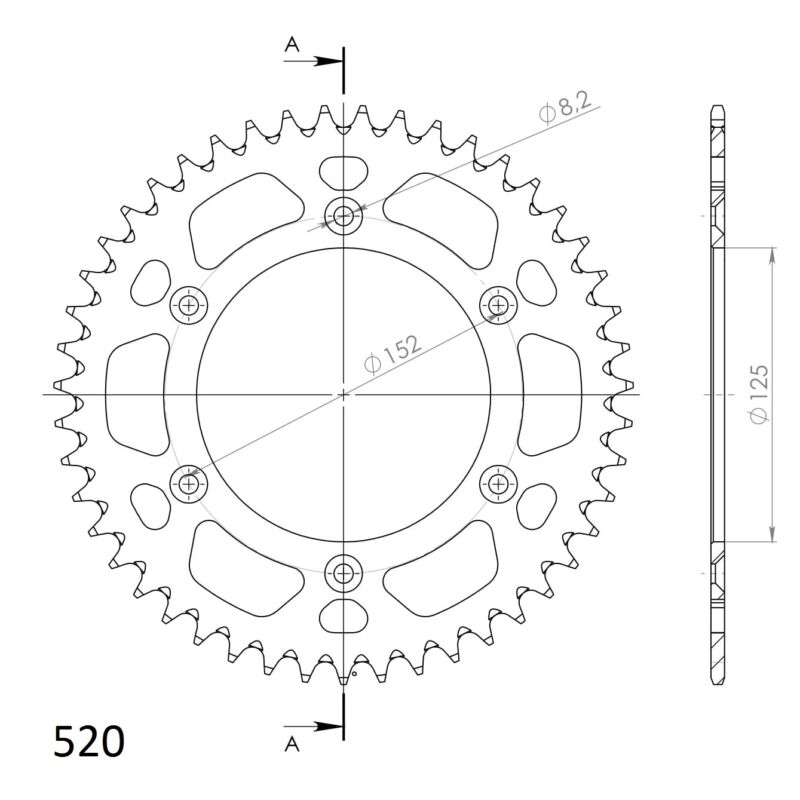 Couronne aluminium 47 dents Supersprox – KTM, Husqvarna, Honda – Rouge AU340XR47