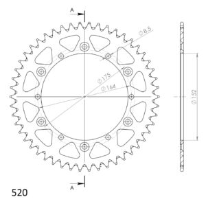 Couronne aluminium 520 48 dents Yamaha WR125 WR250 YZ125 1991–2005 Supersprox AD500X48
