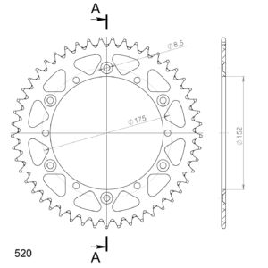 Couronne aluminium 49 dents Yamaha WR250/YZ250/YZ400 1987-1998 – Supersprox AD500X49
