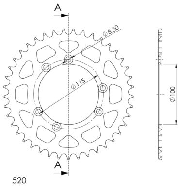 Couronne aluminium Pas 520 - 41 dents Gas Gas JT25 250 - Supersprox (AU30341)