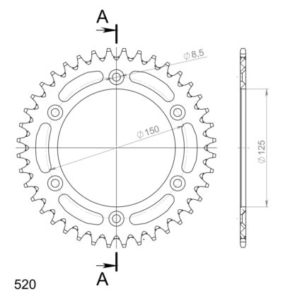 Couronne Alu RAL-990:40-BLK (40 dents) Husaberg FS650 SM - Supersprox