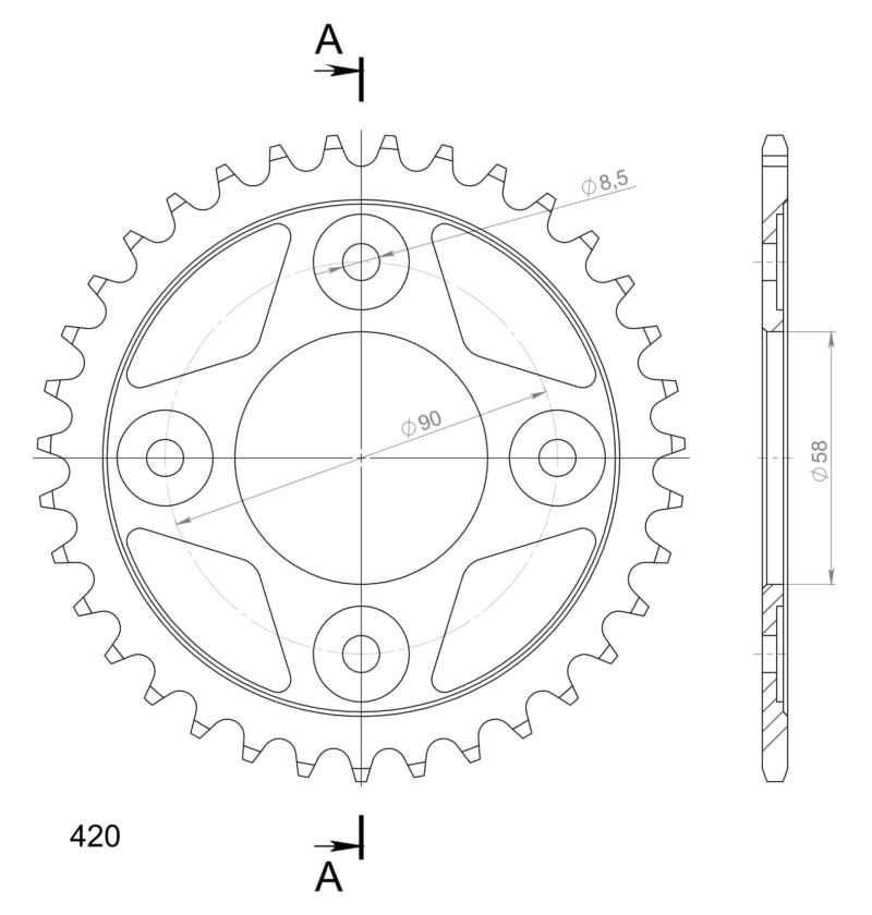Couronne acier 35 dents moto – Supersprox CA11335