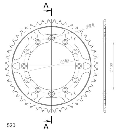 Couronne acier Pas 520 - 48 dents Fantic XX 125 - Supersprox (CA30448)