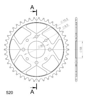 Couronne acier Pas 520 – 42 dents – Supersprox CA22142