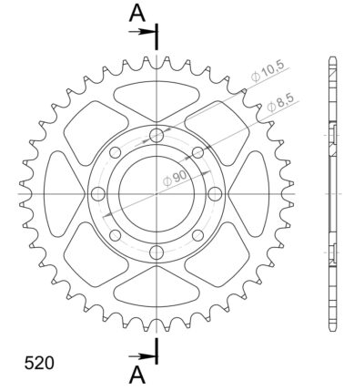 Couronne acier Pas 520 - 40 dents Honda MTX125 R G - Supersprox (CA21440)