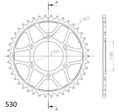 Couronne acier Pas 530 - 42 dents Kawasaki ZRX1200 R 1P ZRT20A - Supersprox (CG60442)