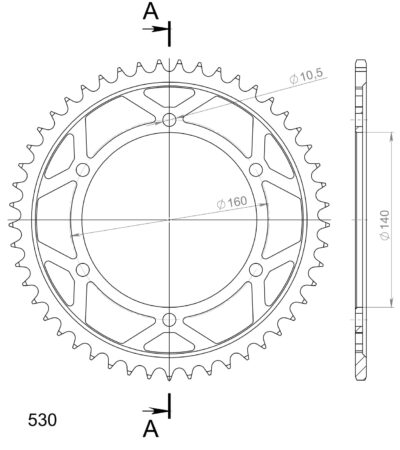 Couronne acier Pas 530 - 49 dents Kawasaki GPZ750R G2 ZX750G - Supersprox (CG70149)