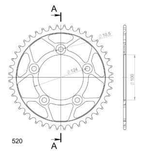 Couronne 44 dents acier Supersprox RFE-743:44-BLK | Réf JTR746-44 – Haute résistance