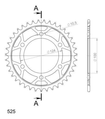 Couronne acier Pas 525 - 39 dents Ducati 1000 Biposto C1 - Supersprox (CL60939)