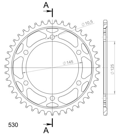 Couronne acier Pas 530 - 43 dents Yamaha FZ750 2KK - Supersprox (CC60143)