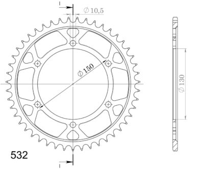 Couronne acier Pas 532 - 47 dents Yamaha FZR1000 Exup 532 3LE - Supersprox